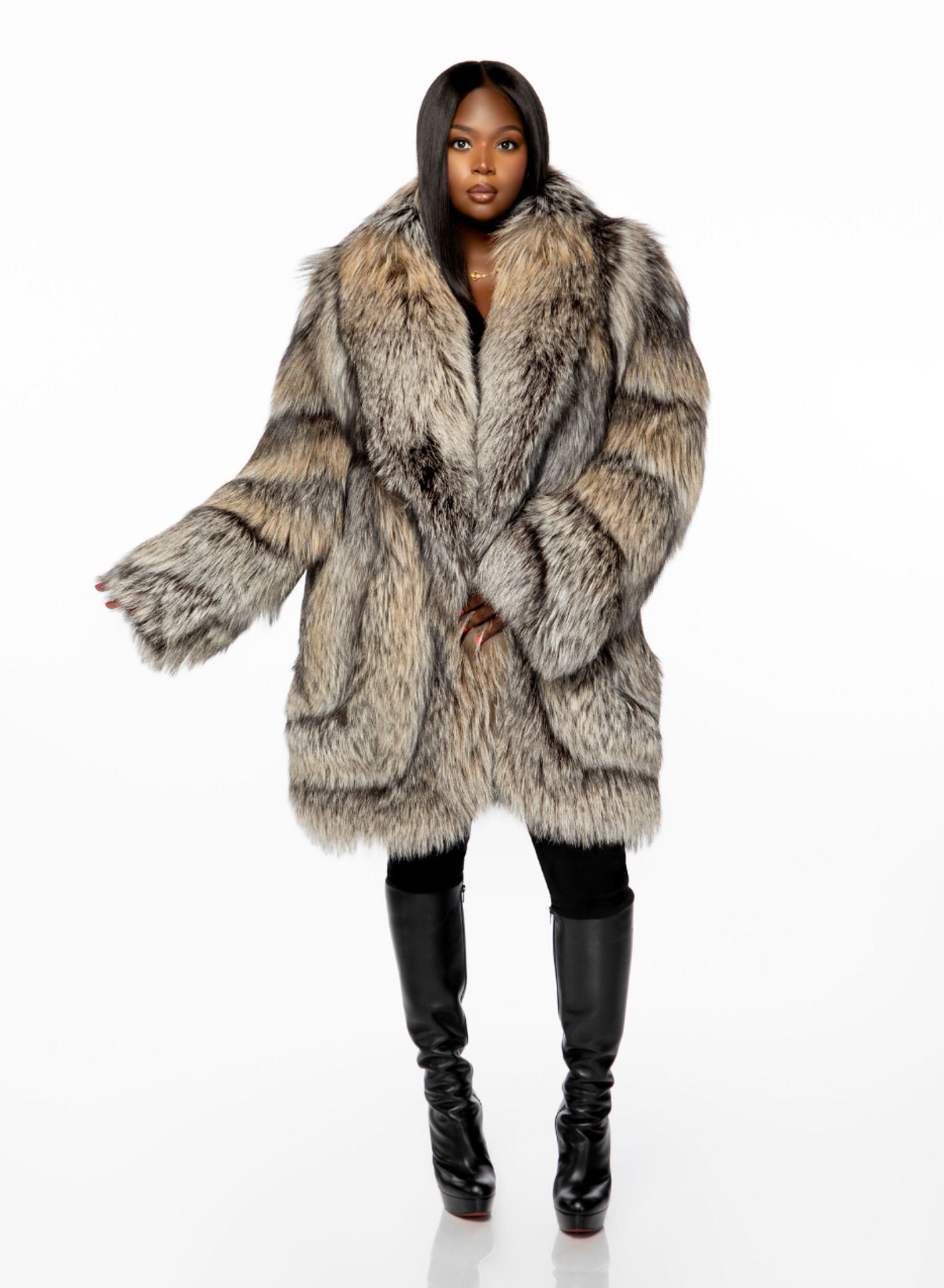 Silvia Gold tint Silver Fox Coat