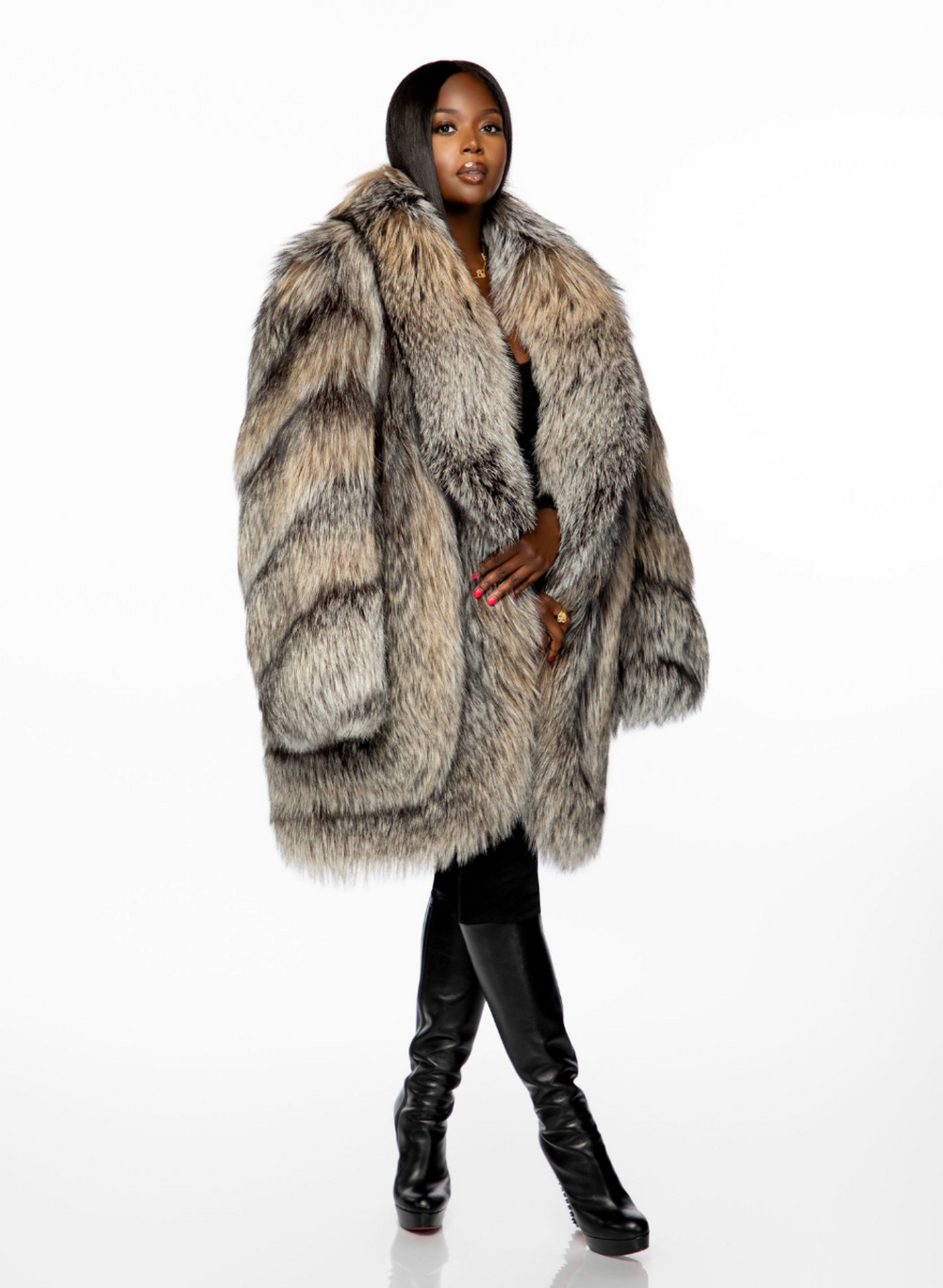 Silvia Gold tint Silver Fox Coat