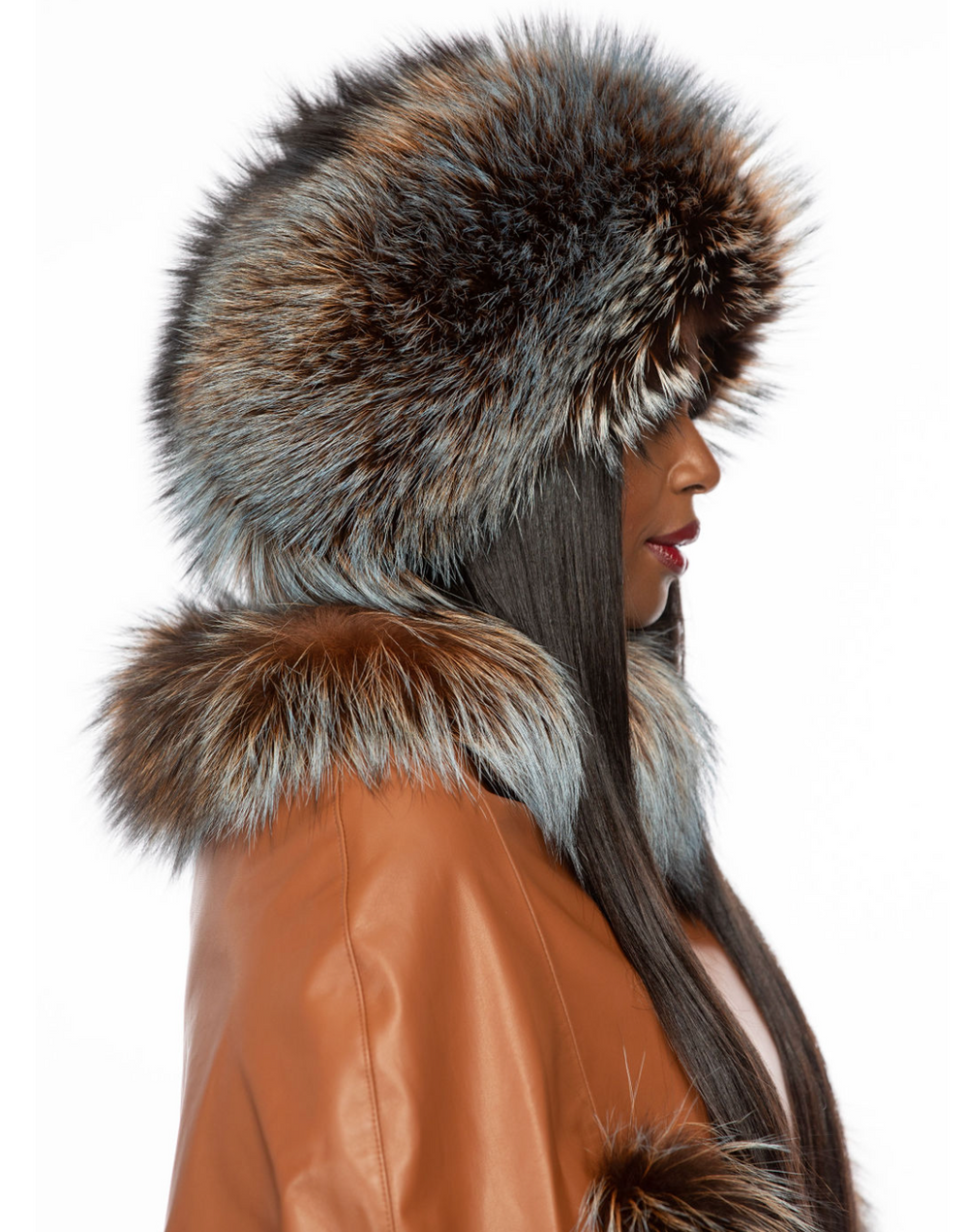 Dina Oversized Silver Fox Hat: Color Icy Blue