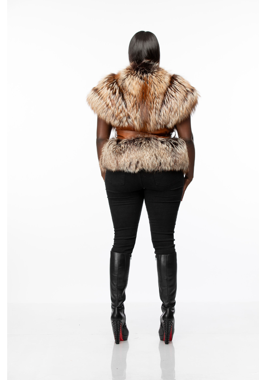 Charmane Fox Fur and Leather Vest
