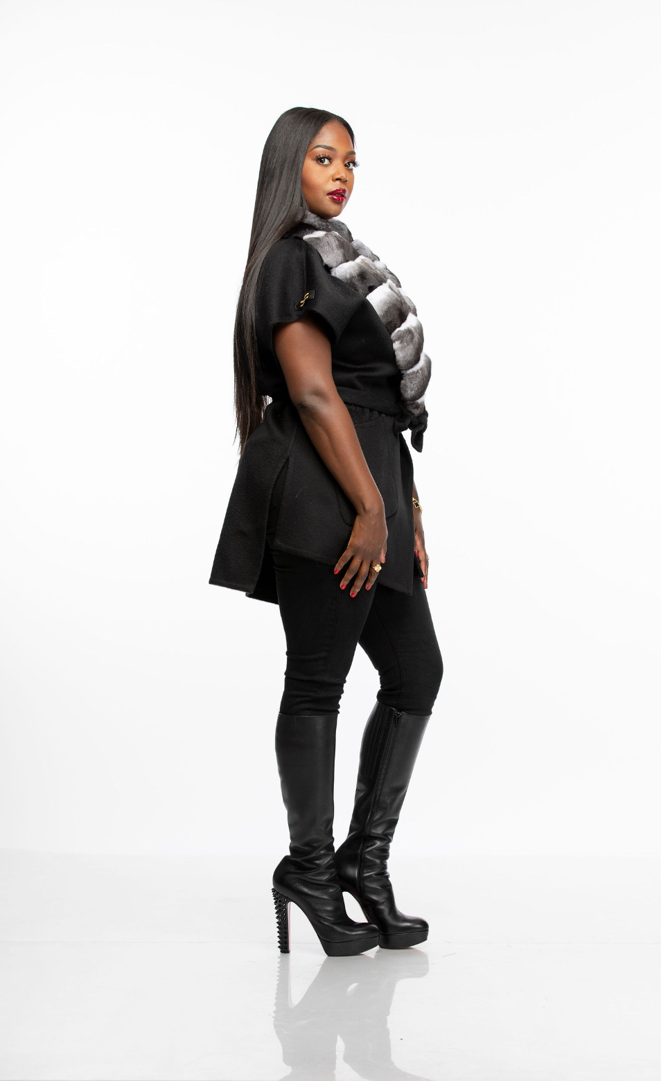 Trinity Asymmetrical Chinchilla and Cashmere Vest