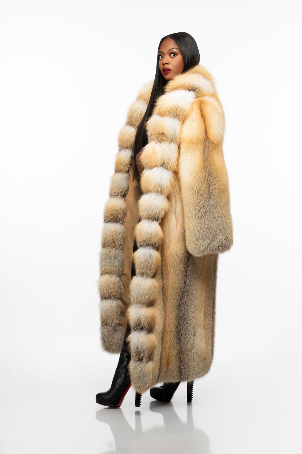 Fancy Full Length Golden Island Fox Fur