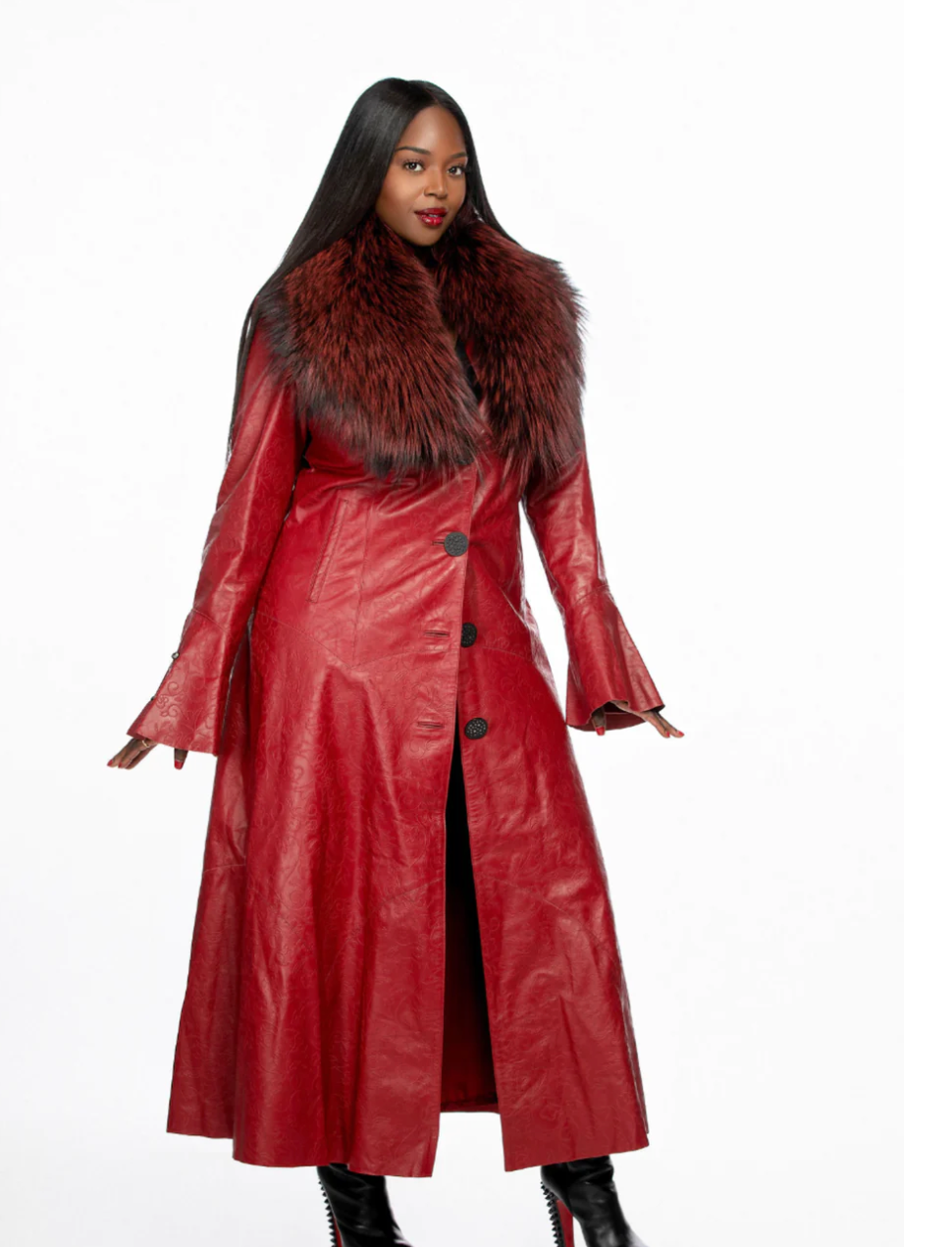 Size M (Can fit L) Leather with detachable fox fur collar by