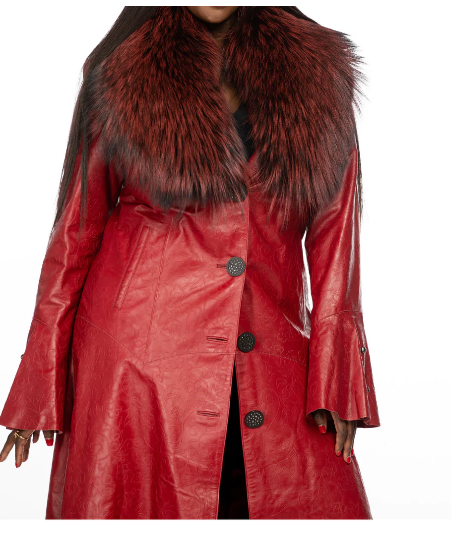 Size M (Can fit L) Leather with detachable fox fur collar by