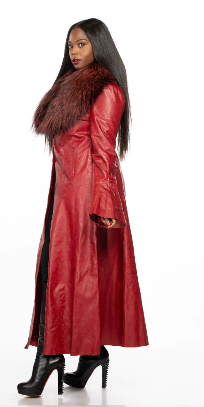 Size M (Can fit L) Leather with detachable fox fur collar by