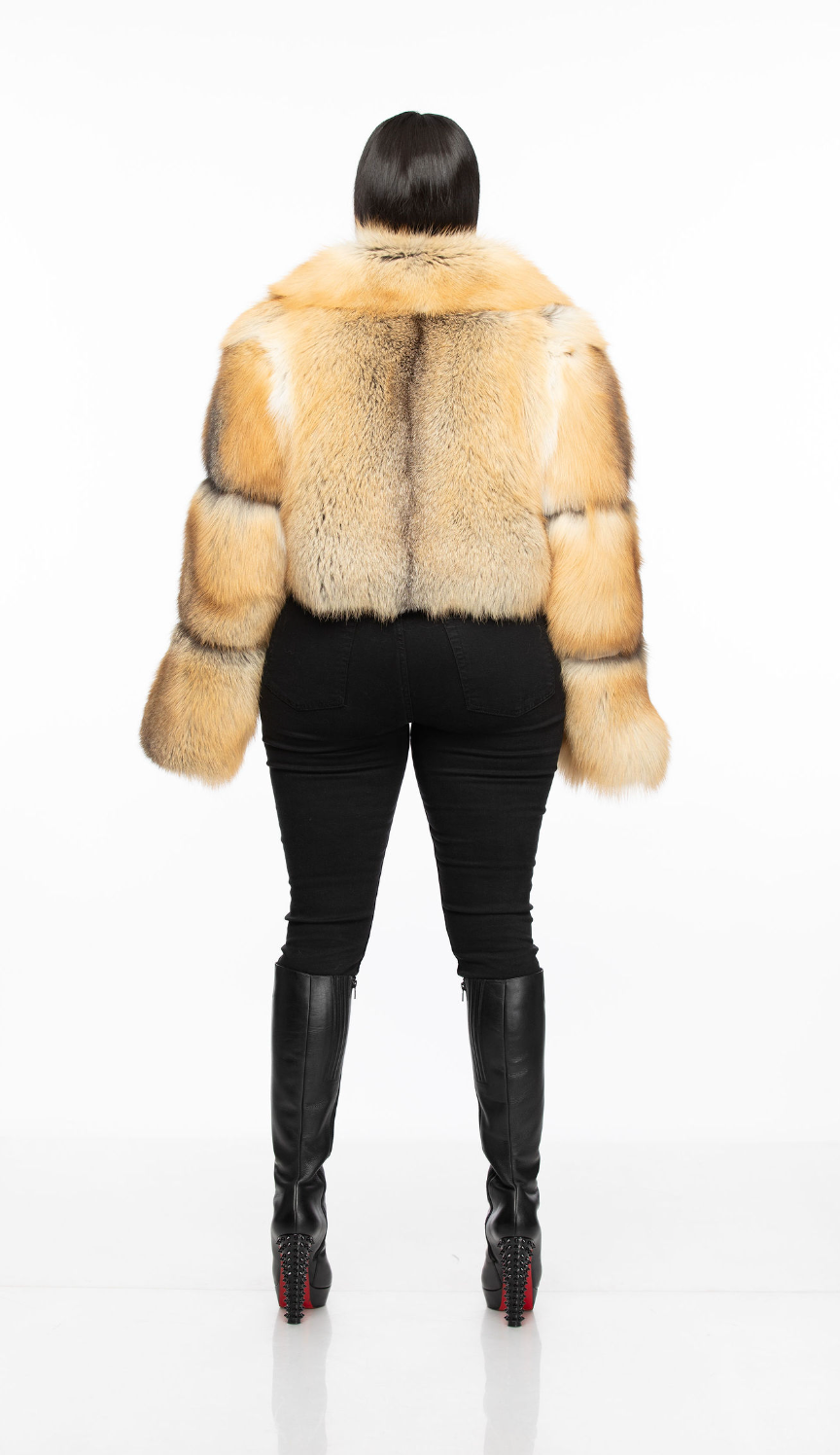 Trinity Cropped Golden Island Fur Jacket