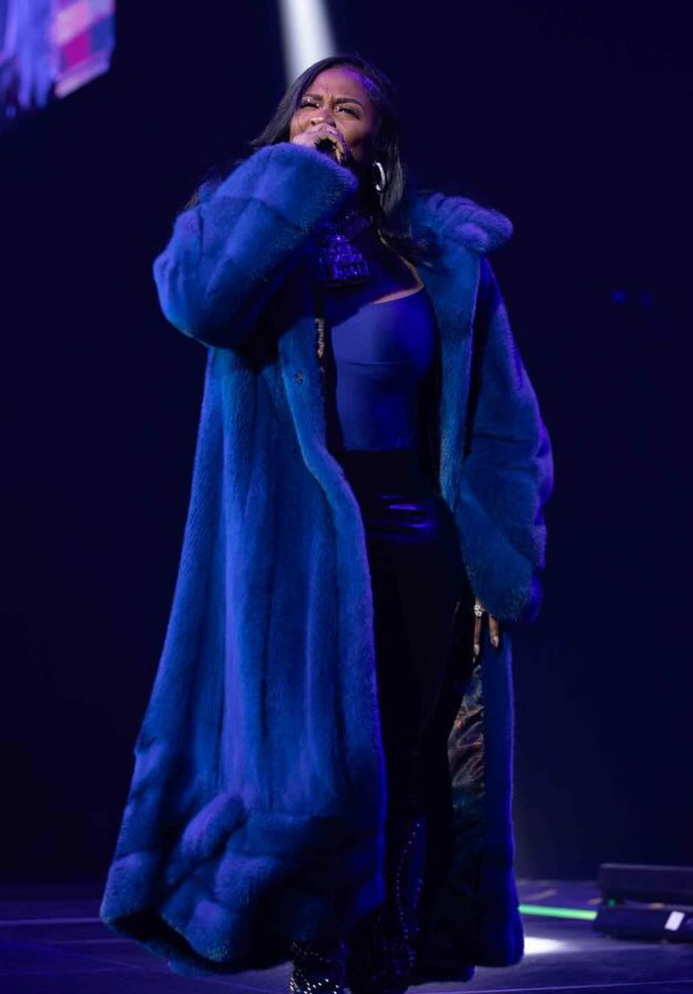 Drea Full Length Swing Mink: Electric Blue