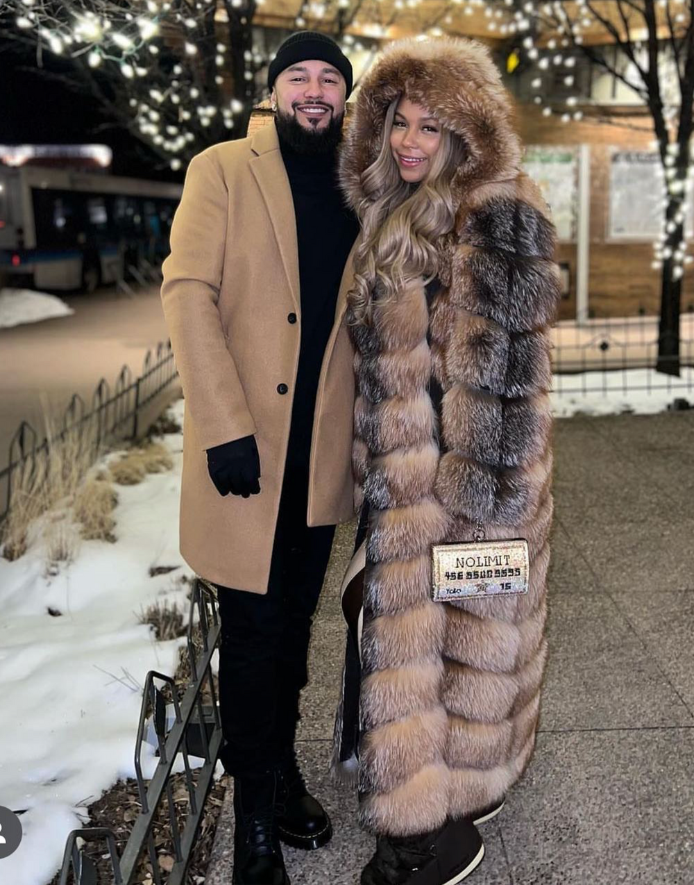 Crystal Gina Full Length Fox Fur Detachable Sleeves Detachable Hood