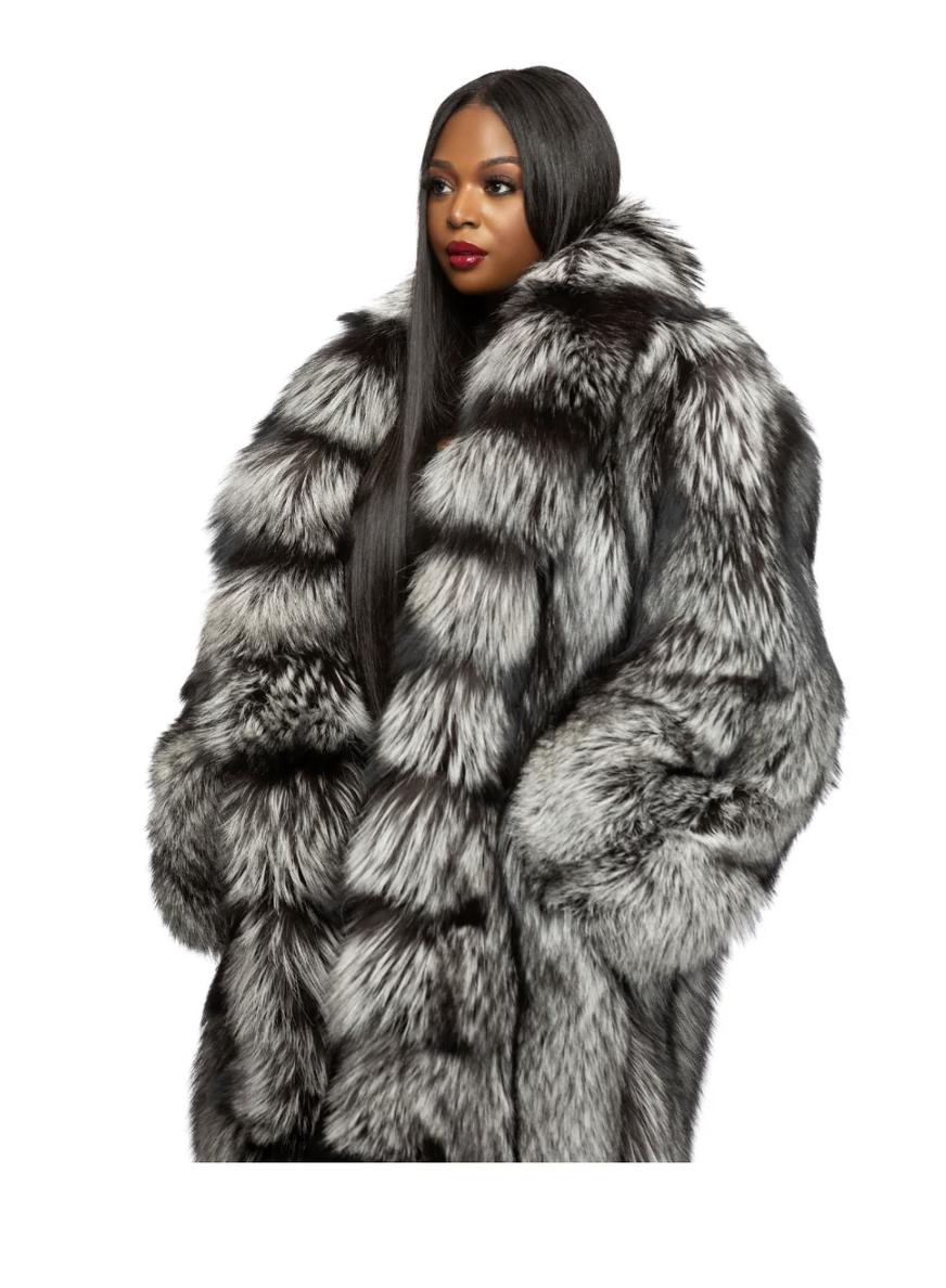 Best fits size L (Fancy Full length silver fox coat) detachable sleeves