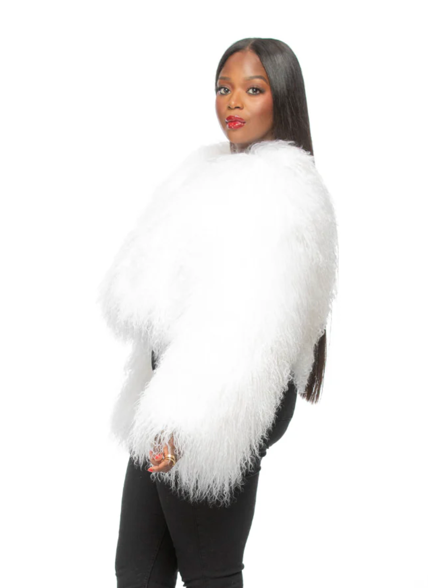Plus size 1X Mongolian in white