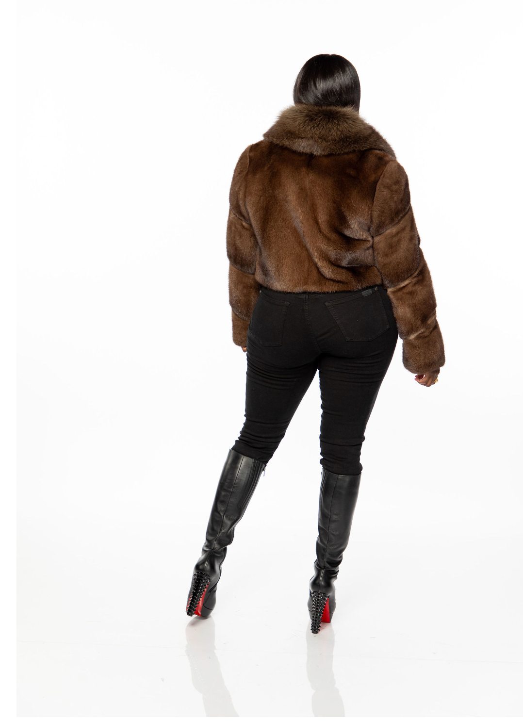 Melissa cropped mink and fox jacket