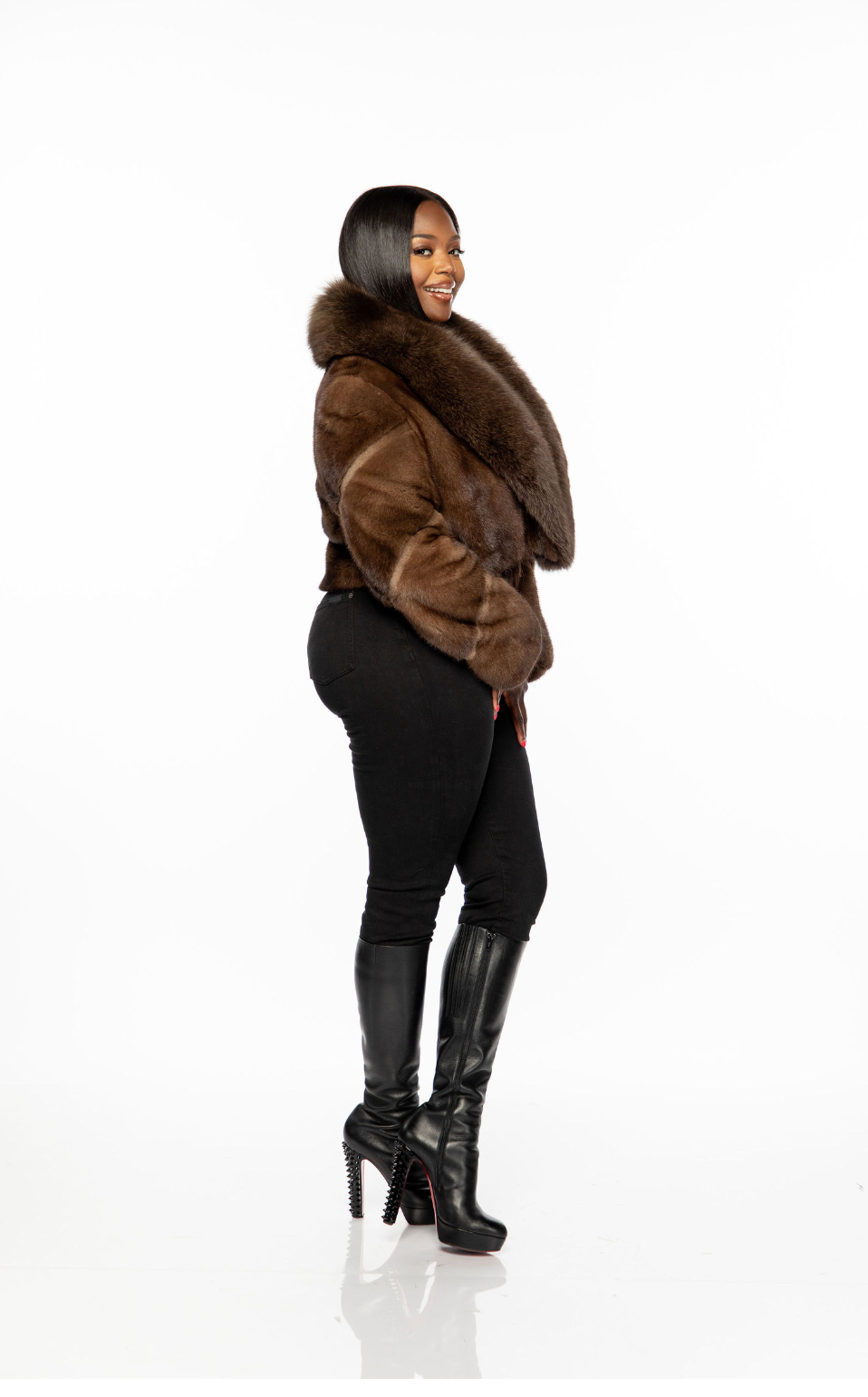 Melissa cropped mink and fox jacket