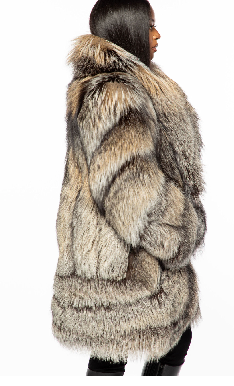 Silvia Gold tint Silver Fox Coat
