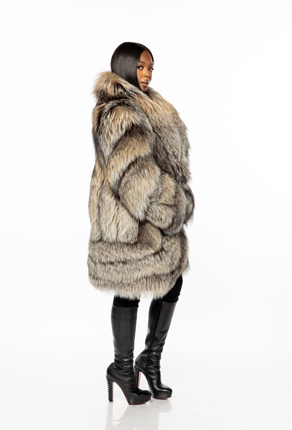 Silvia Gold tint Silver Fox Coat