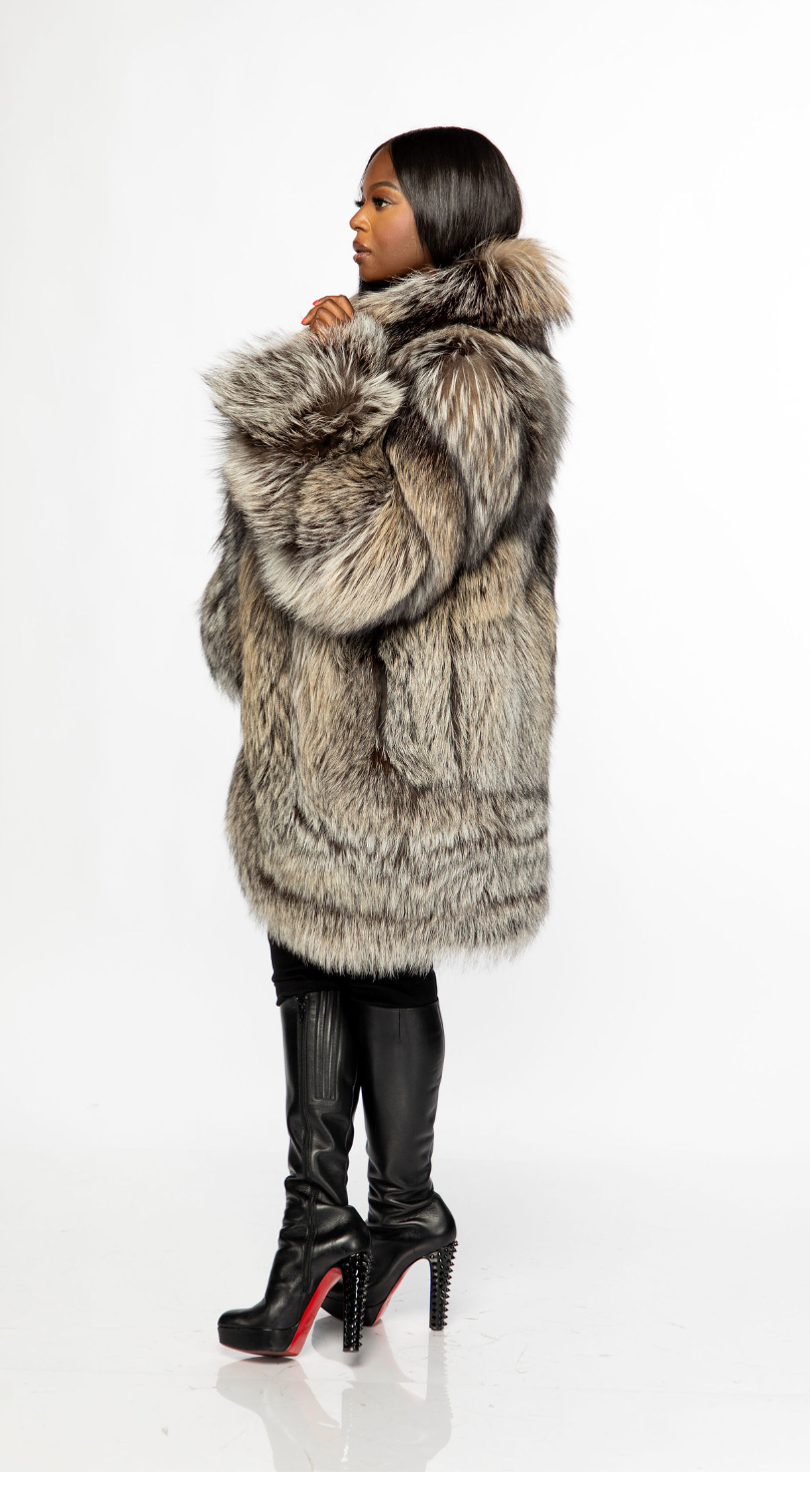Silvia Gold tint Silver Fox Coat