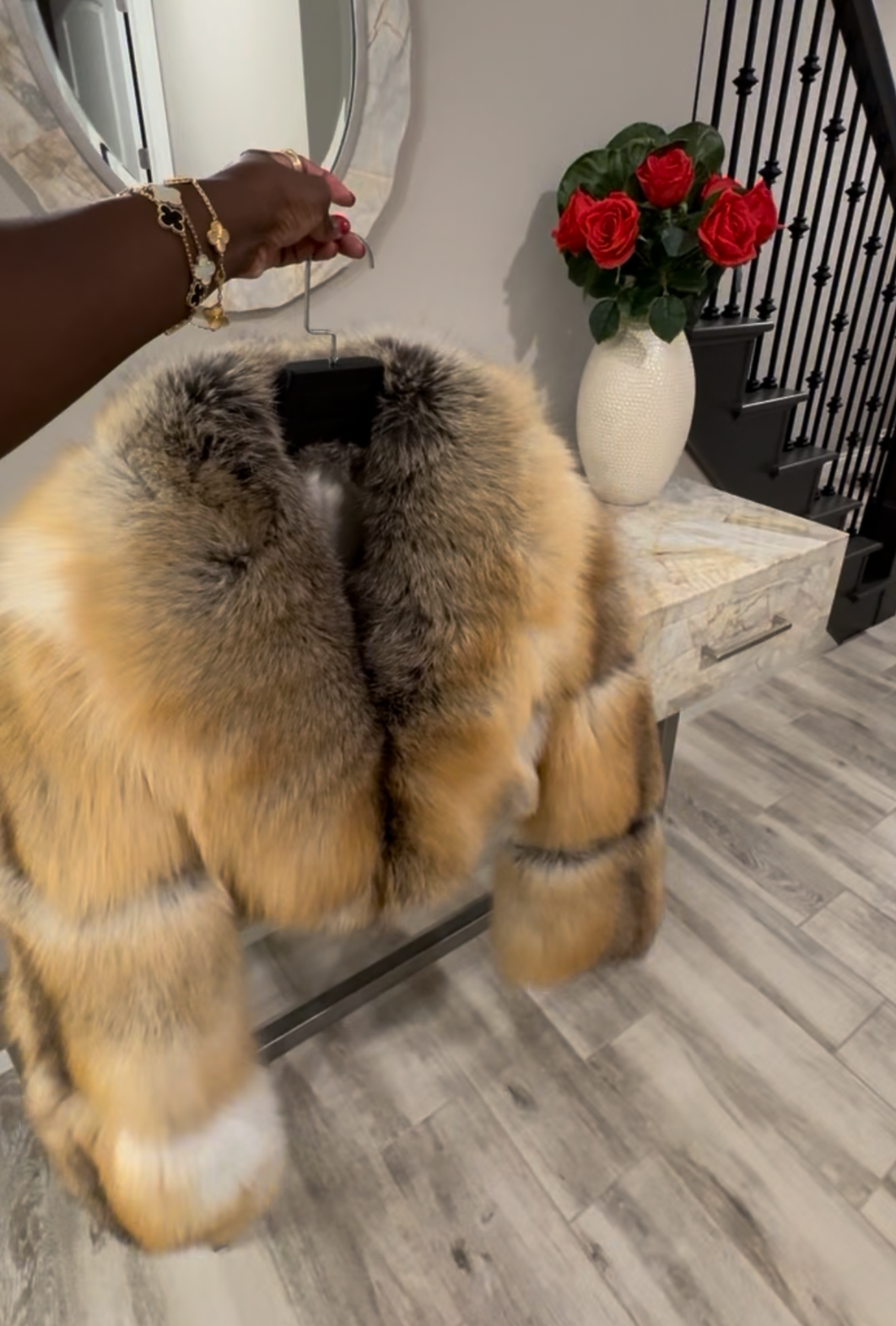 Trinity Cropped Golden Island Fur Jacket