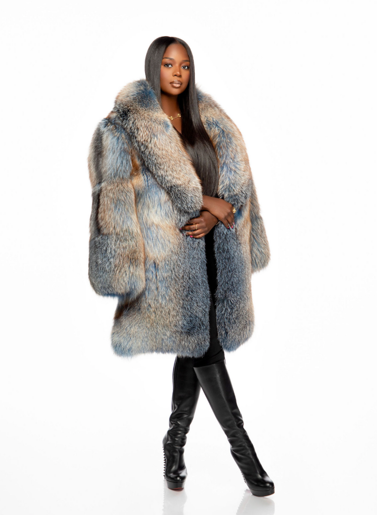 Trinity Mid Length Coat (Blue)
