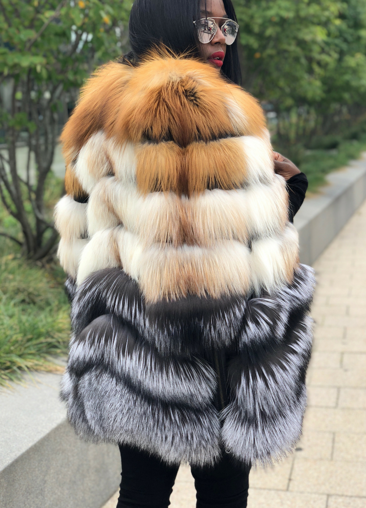 Avi Fox Fur Coat with Detachable Sleeves