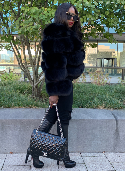 MISTREASS Eco-Fur Collarless Coat ジャケット・アウター