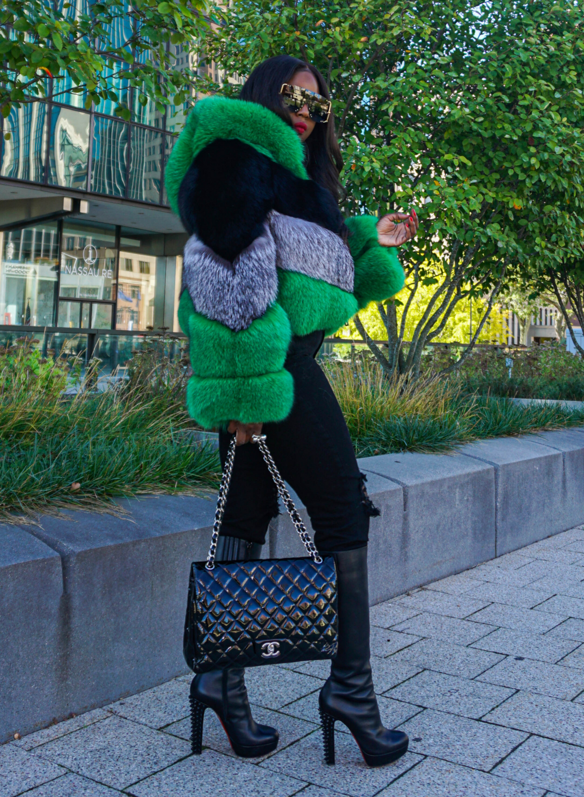Eliza Chevron Fox Fur