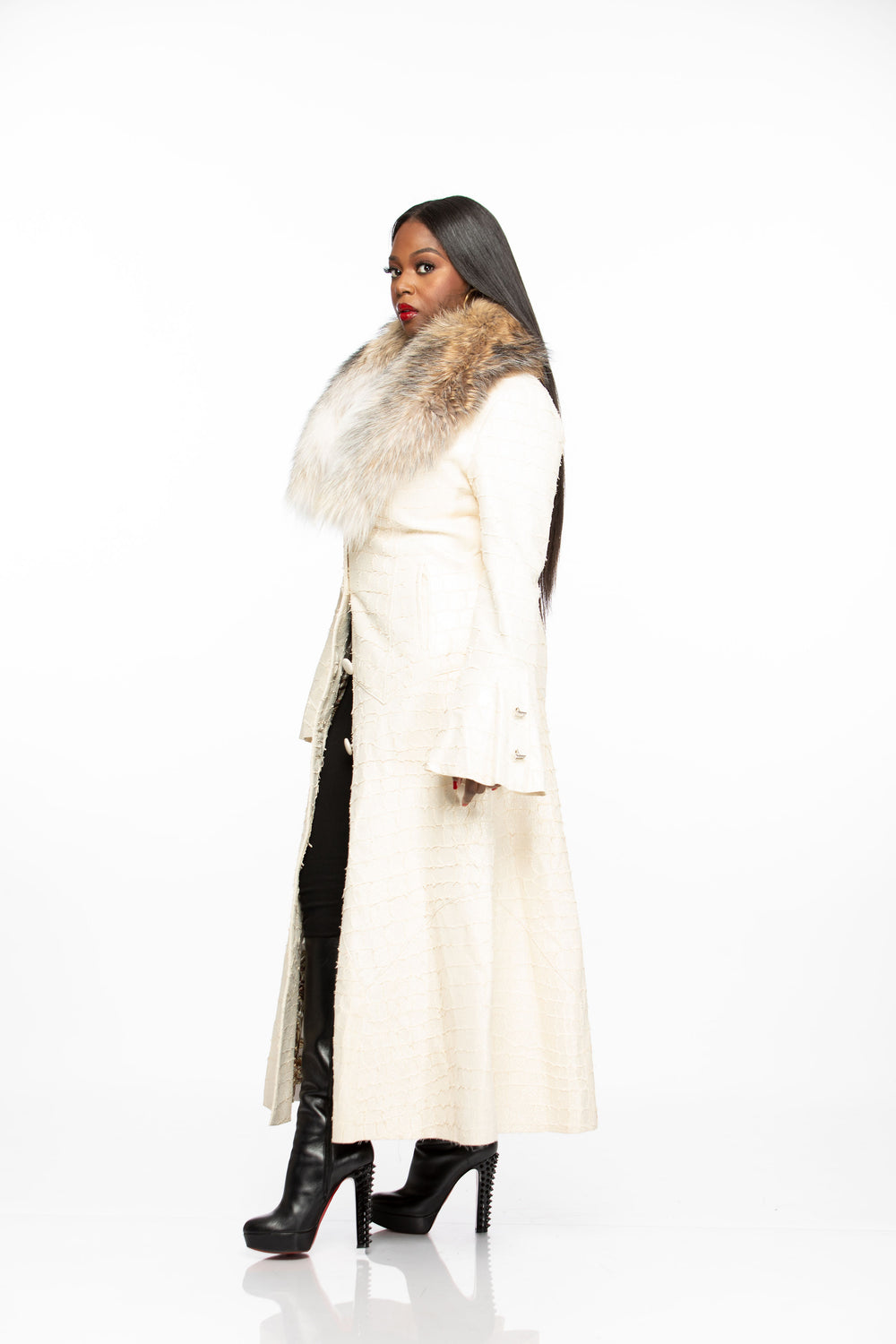 Snow White Suede and Fur Coat