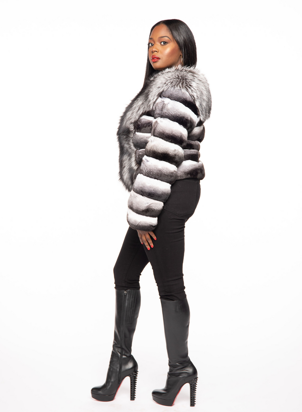 Roz II Chinchilla and Silver Fox Jacket