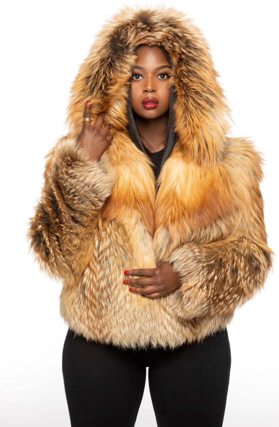 Nisha Gold Fox Jacket
