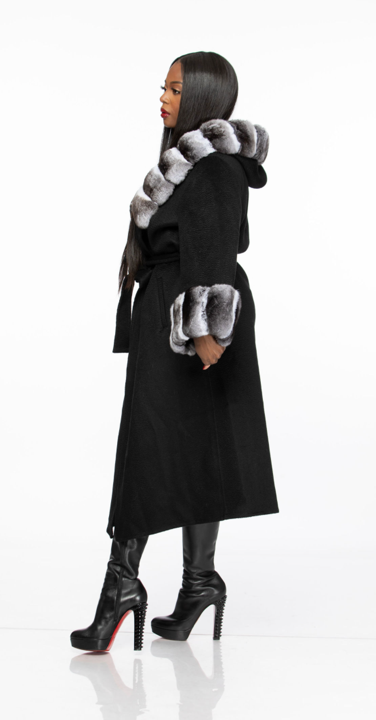 Celine Cashmere and Chinchilla wrap coat