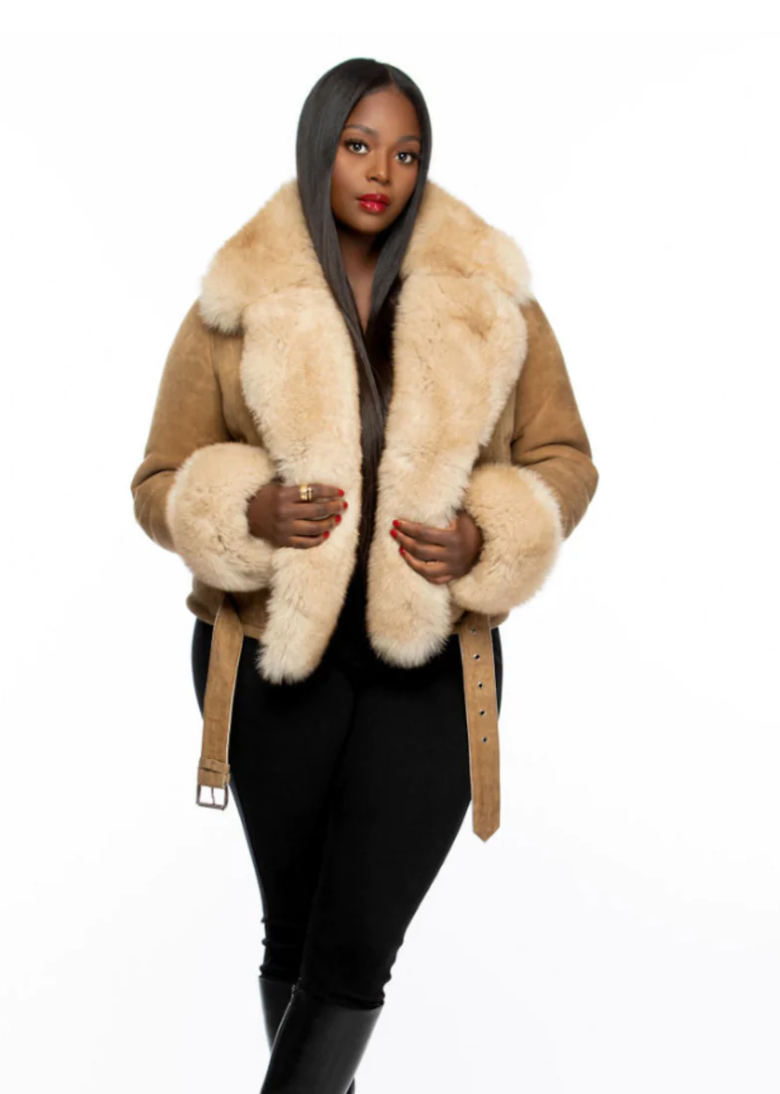 Size S: Amina Mustard Shearling