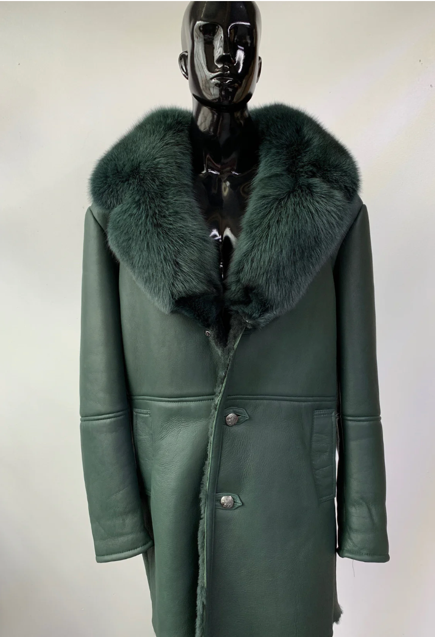 MEN size XL Green shearling w/ Green collar