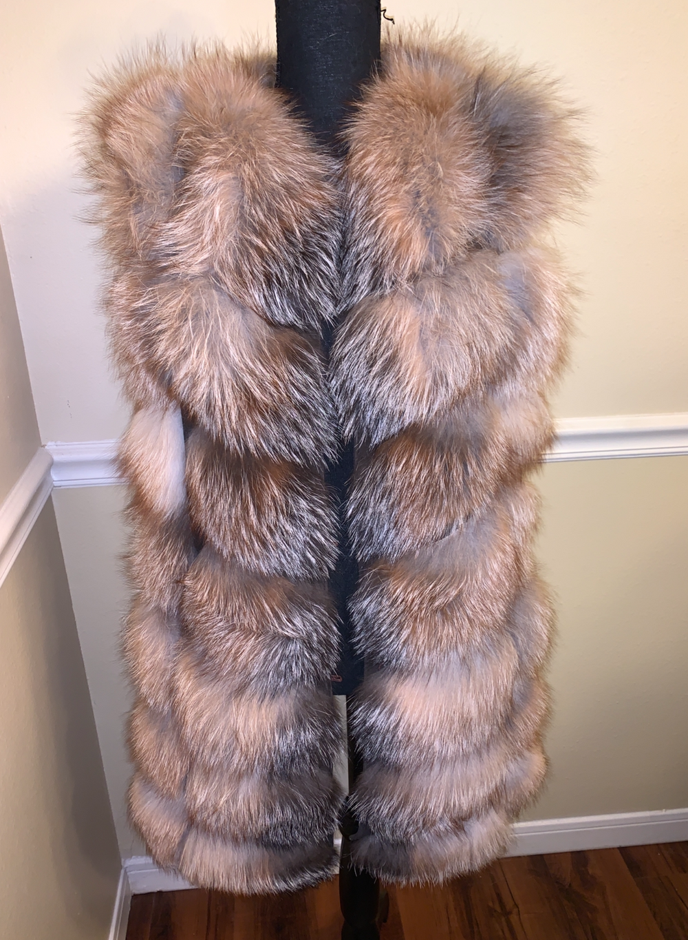Shirley Fox Fur Vest Crystal
