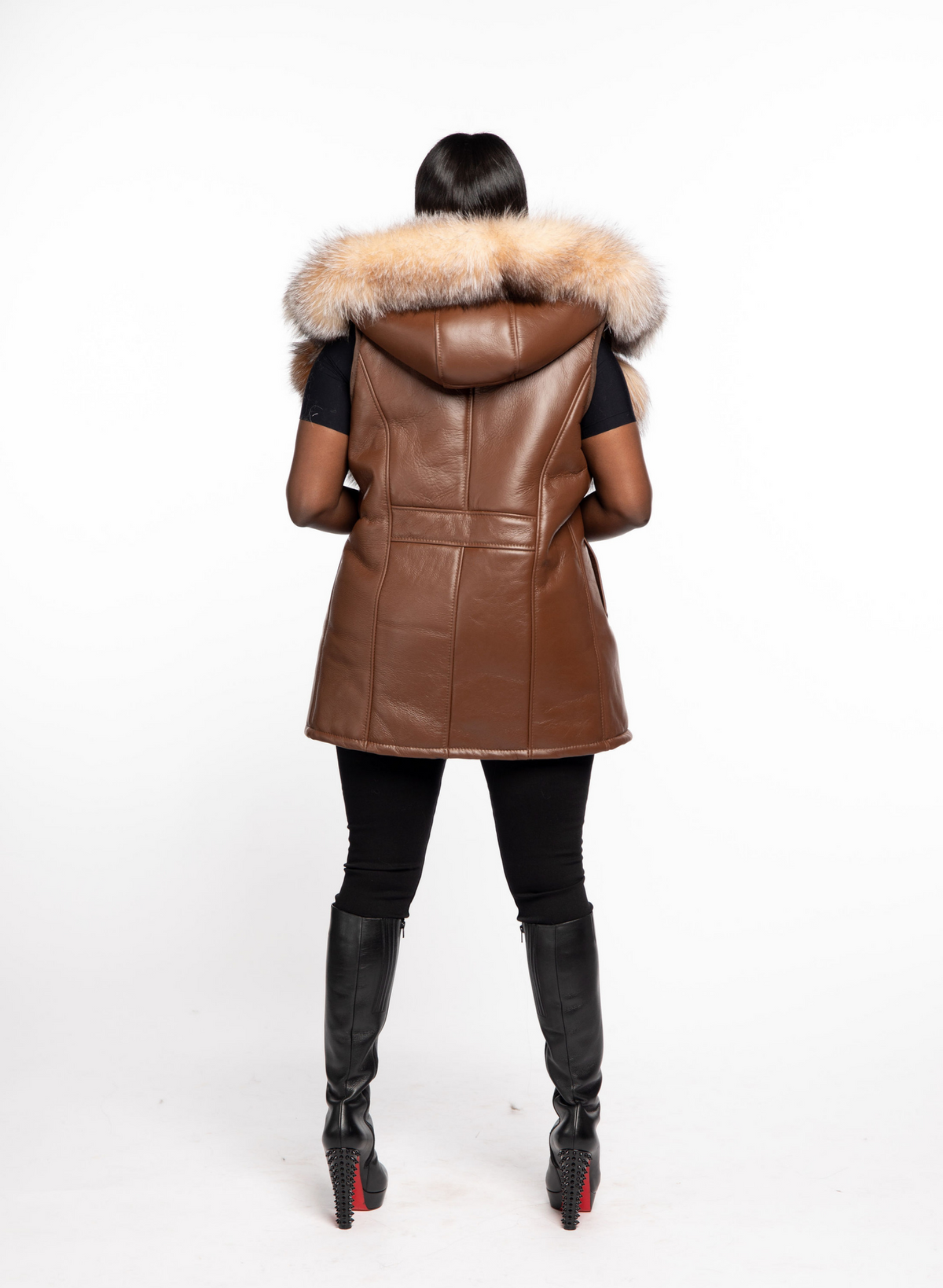 Queen Shearling Vest with Detachable Hood