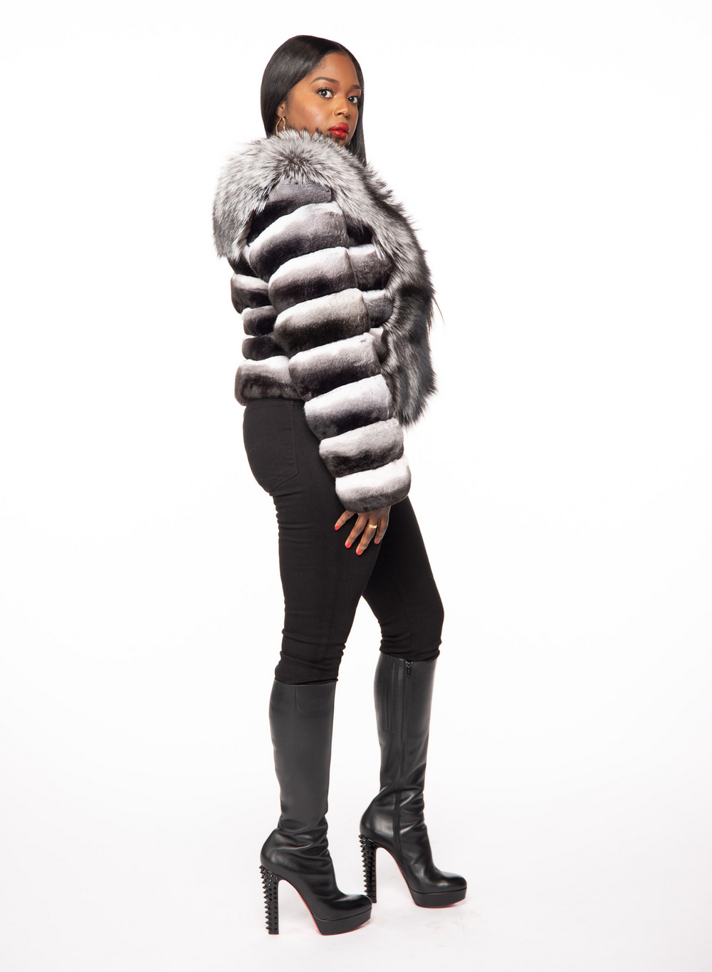 Roz II Chinchilla and Silver Fox Jacket