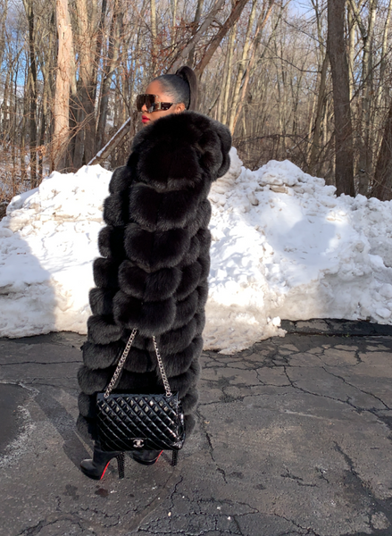 Gina Full length Fox Fur with Detachable Sleeves and Hood  The Fancy  Success