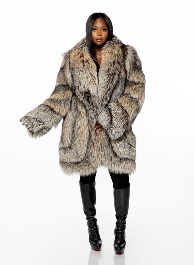 Silvia Gold tint Silver Fox Coat