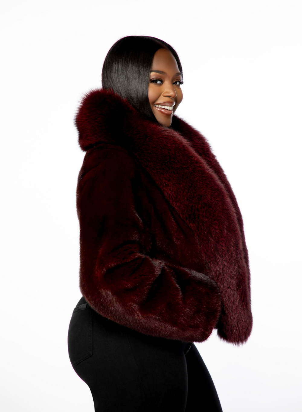 Melissa mink and fox fur bomber