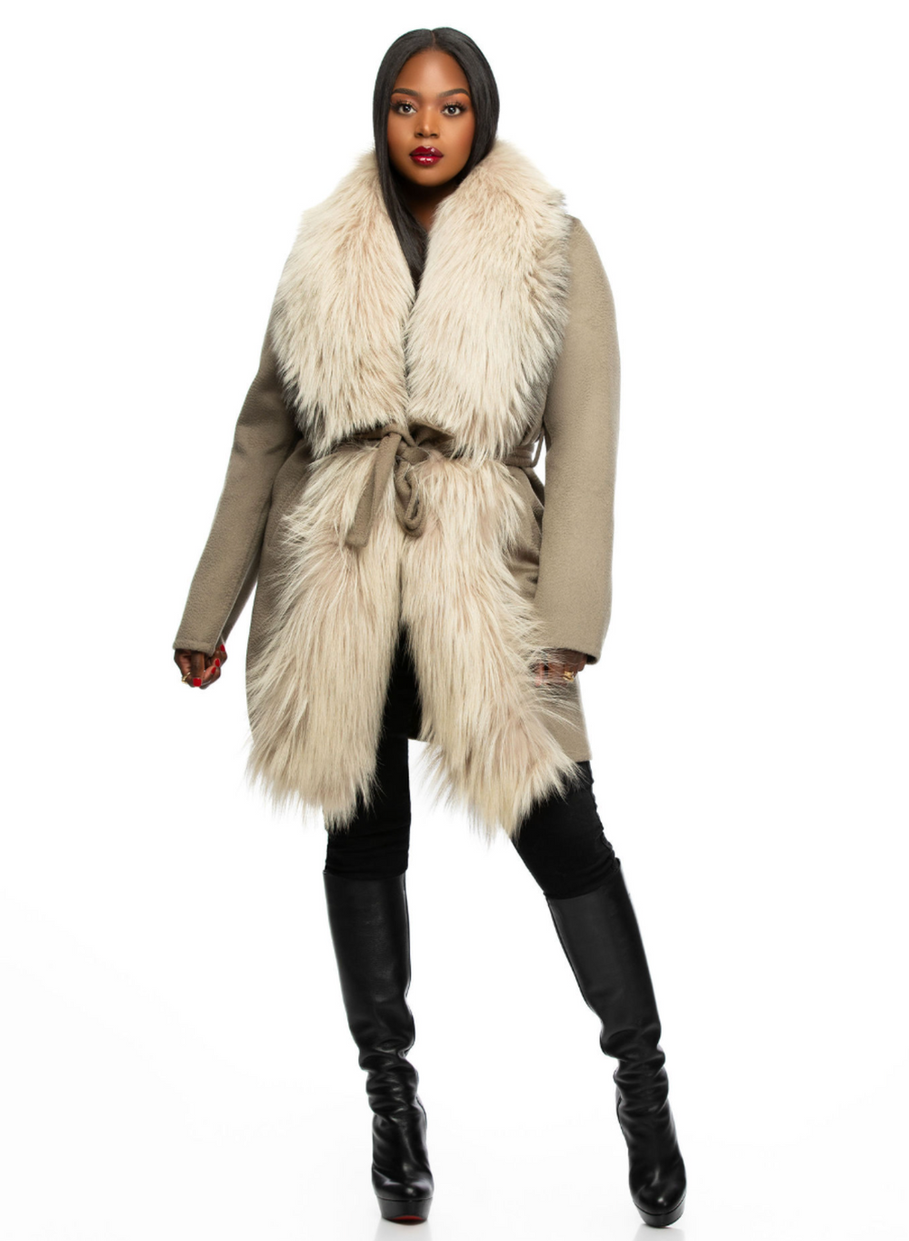 Cashmere and fur coat best sale