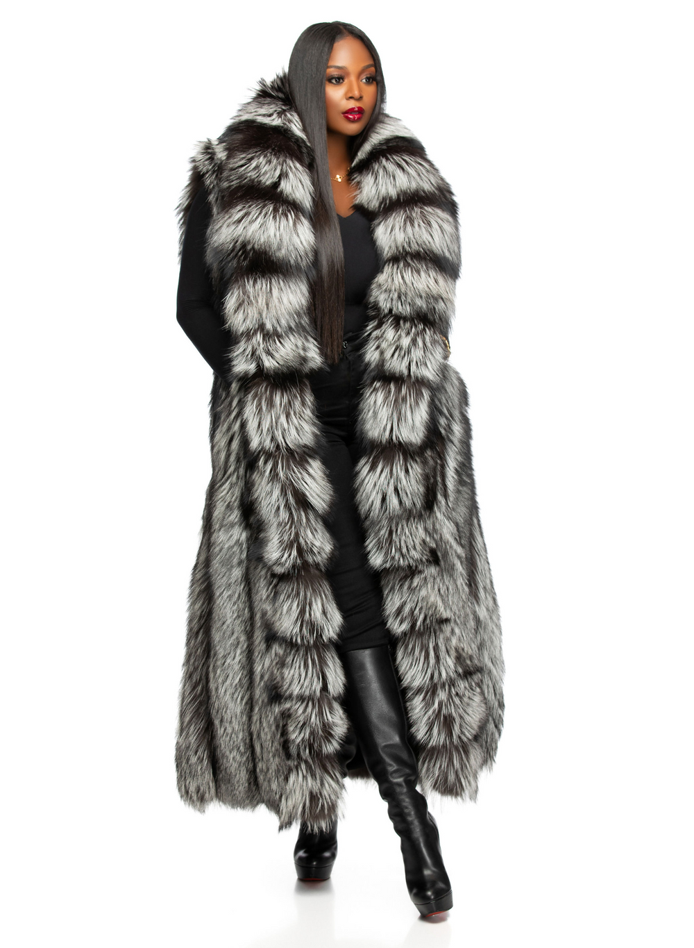 Fancy Full Length Silver Fox Vest