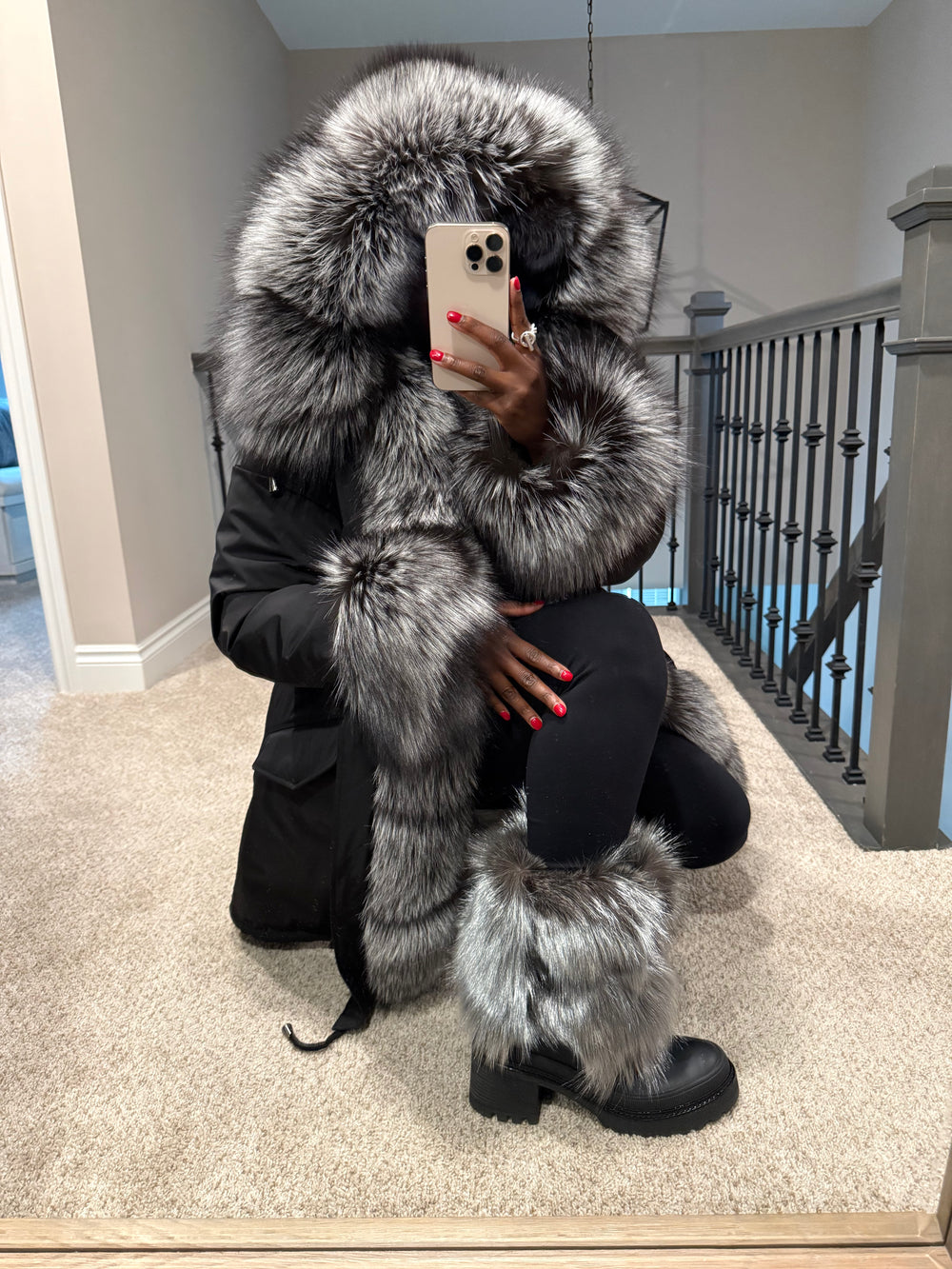 (Black) Dina Fox Fur Boots
