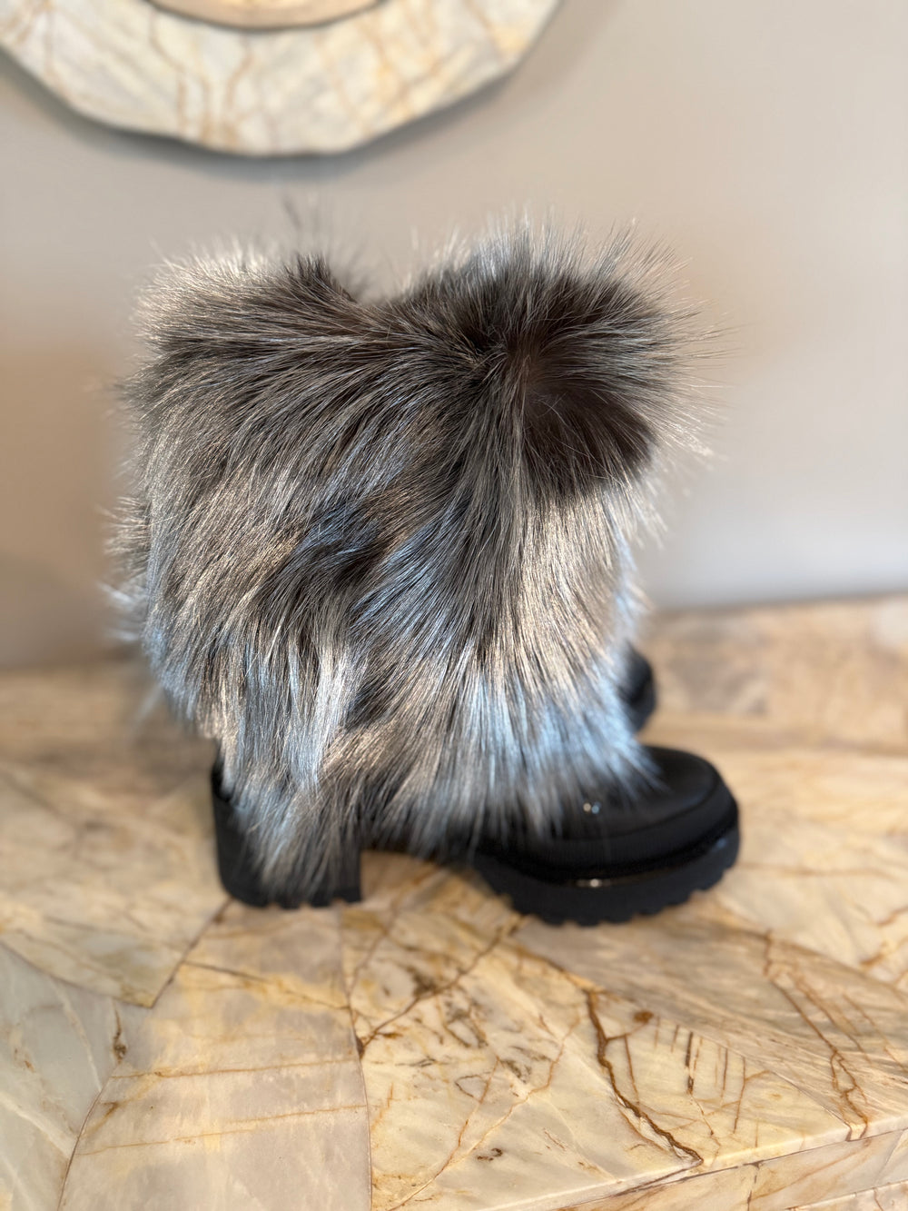(Black) Dina Fox Fur Boots
