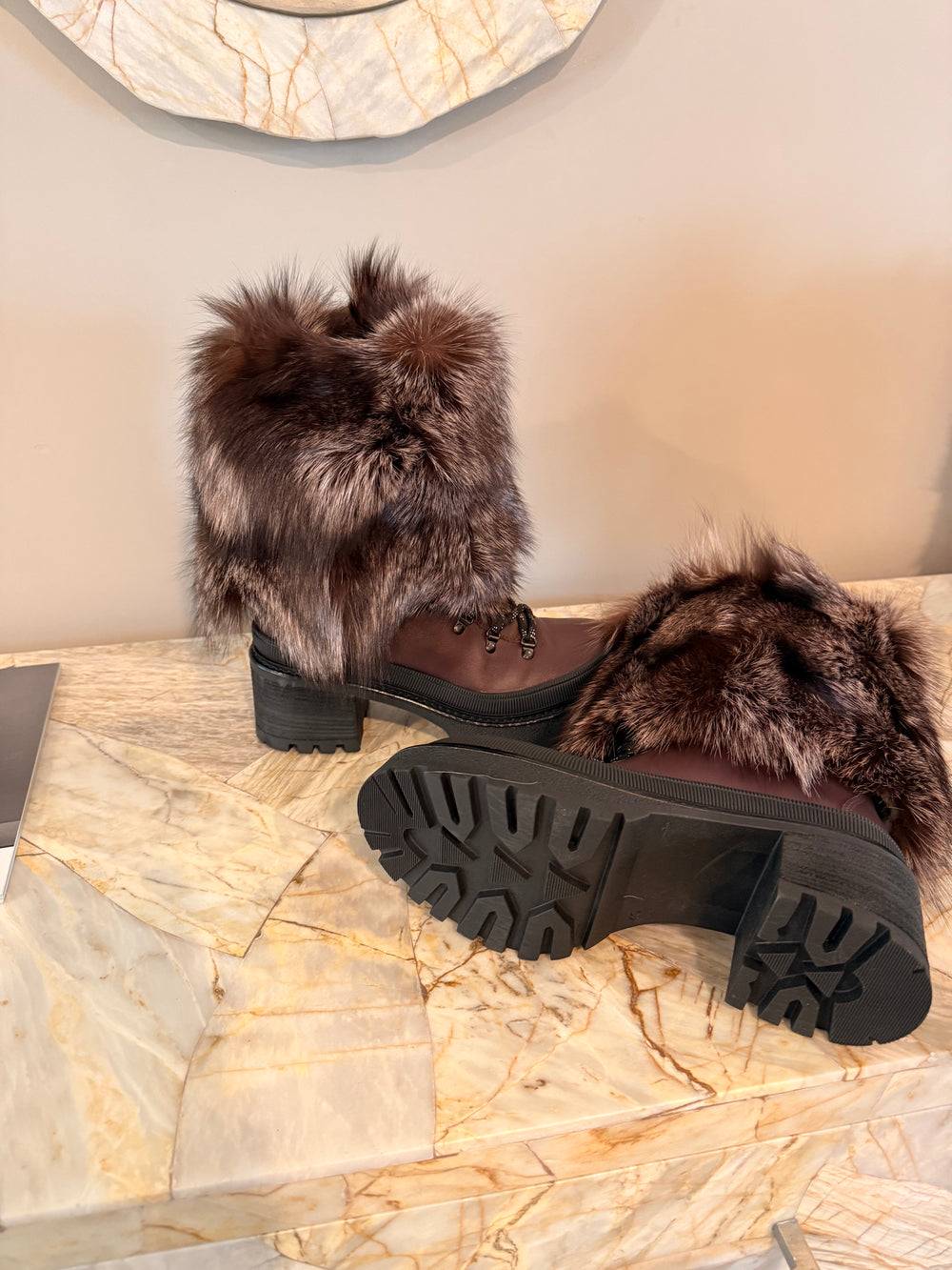(Brown) Dina Fox Fur Boots
