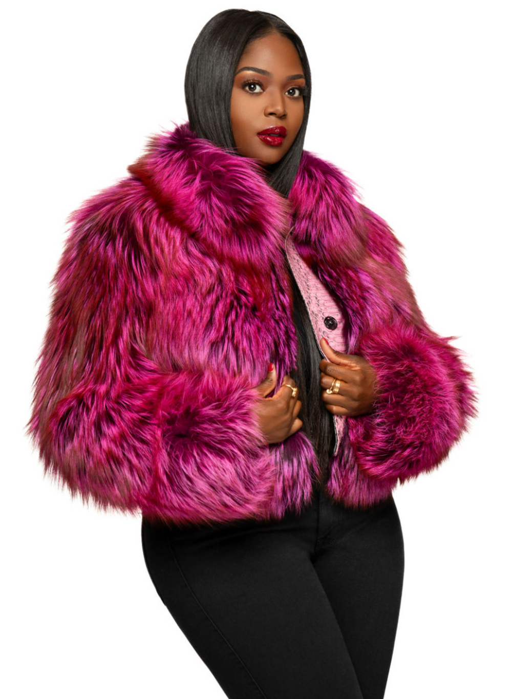 Kenzie Silver Fox Jacket (Customize color)