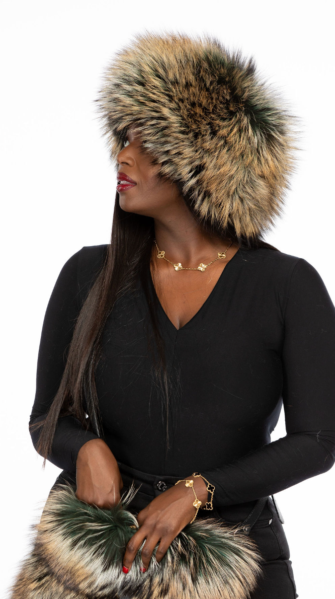 Dina Oversized Silver Fox Hat . Color: Natural Nude