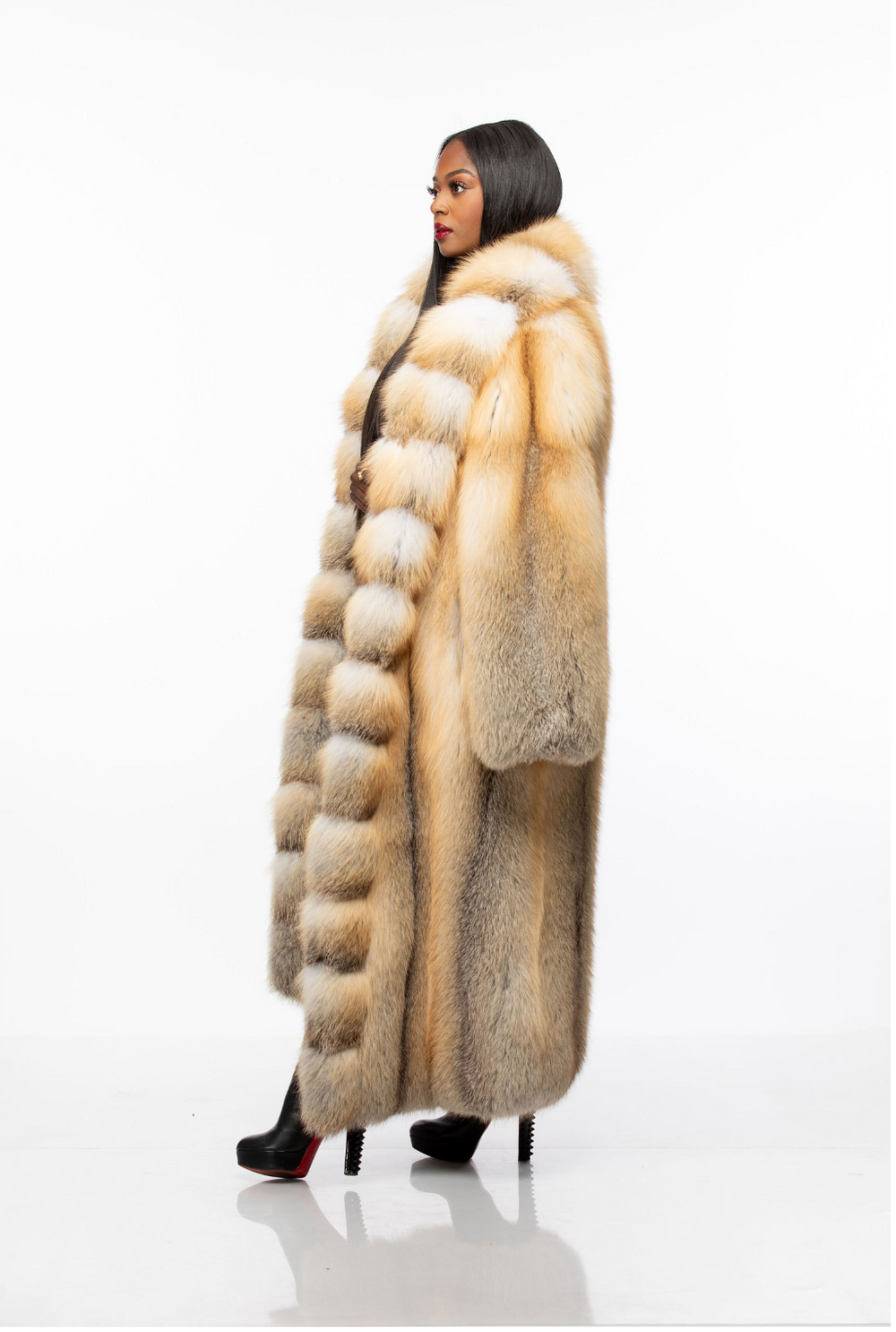 Floor length top fur coats