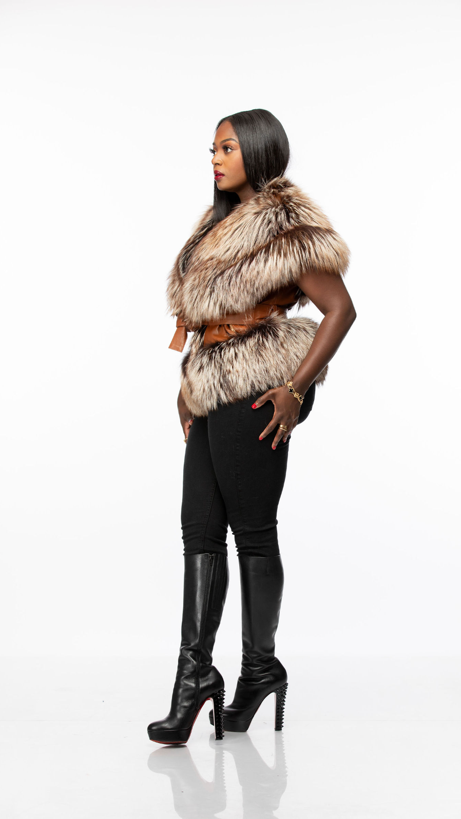 Charmane Fox Fur and Leather Vest