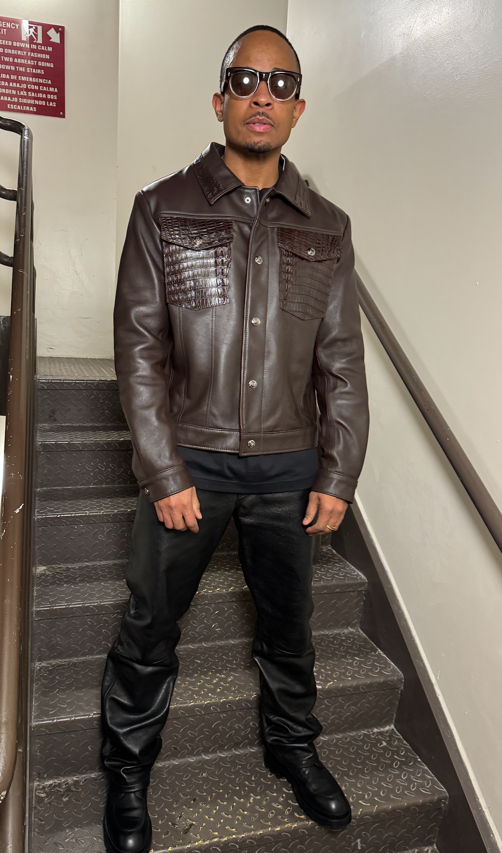 Wayne Leather Jacket with Crocodile Pockets