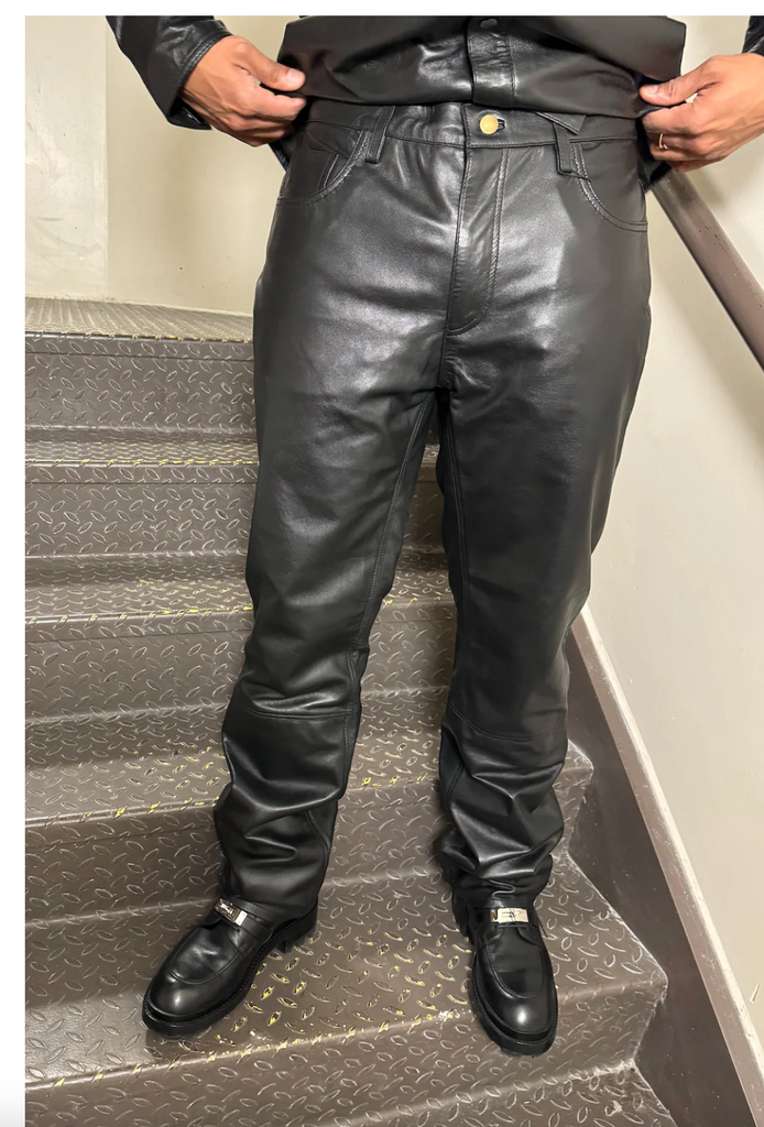 Size 34: Darvin Leather Pants Black Leather – The Fancy Success