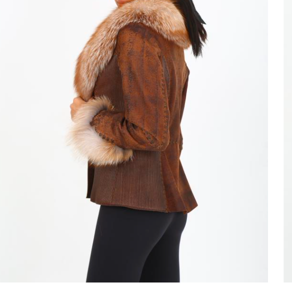 Sizes M, L, and XL Brown leather with Crystal Fox Fur