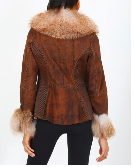 Sizes M, L, and XL Brown leather with Crystal Fox Fur