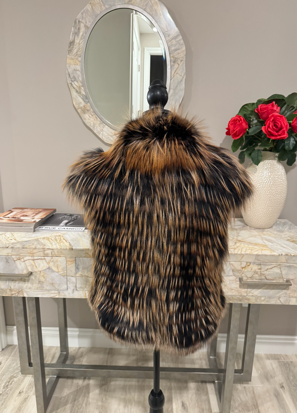 Size XL: Black and gold fox  vest